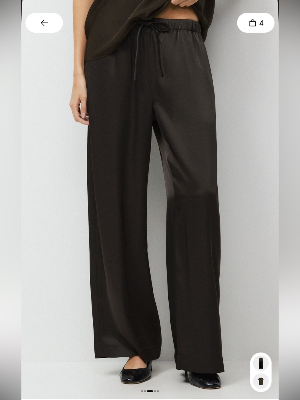 Aritzia Satin Wide-Leg Pants in Dark Brown